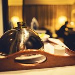 Dinner delivered by room service to the room